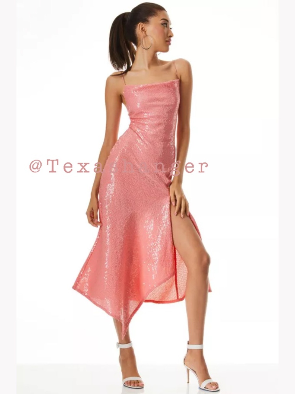 Alice + Olivia NWT Harmony Sequined Midi Dress Size 2 English Rose